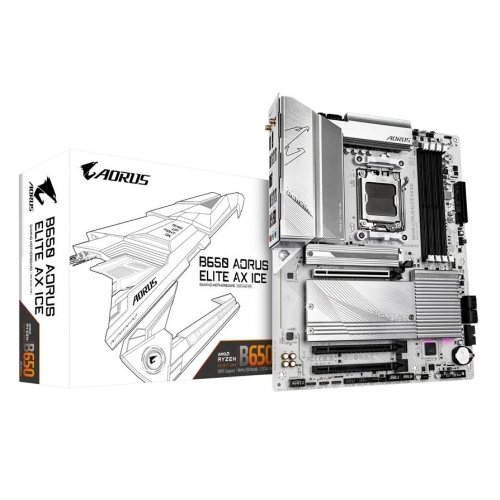 Уценка материнская плата Gigabyte B650 AORUS ELITE AX ICE (sAM5, AMD B650) (Следы использования, 855710) купить в Украине: Киев, Днепр, Харьков, Одесса  | Проверка совместимости, низкая цена, отзывы, характеристики от TELEMART фото