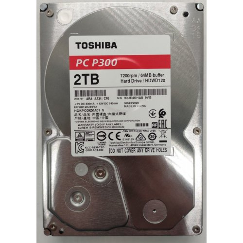 Жесткий диск Toshiba P300 2TB 64MB 7200RPM 3.5'' (HDWD120UZSVA) (Восстановлено продавцом, 855746) купить в Украине: Киев, Днепр, Харьков, Одесса  | Проверка совместимости, низкая цена, отзывы, характеристики от TELEMART фото