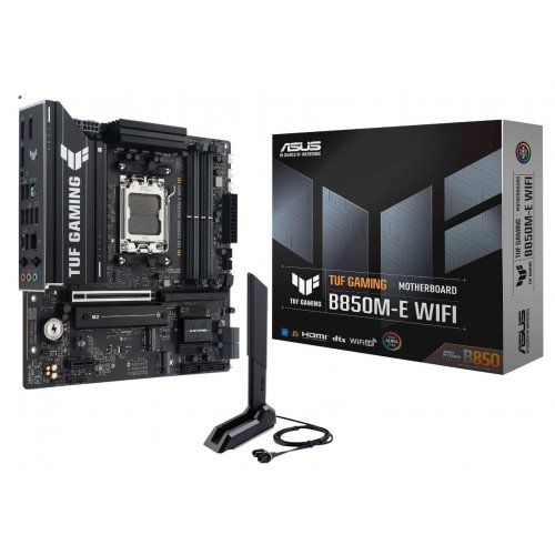 Уценка материнская плата Asus TUF GAMING B850M-E WIFI (sAM5, AMD B850) (Следы использования, 856151) купить в Украине: Киев, Днепр, Харьков, Одесса  | Проверка совместимости, низкая цена, отзывы, характеристики от TELEMART фото