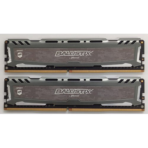 Озп Crucial DDR4 16GB (2x8GB) 2400Mhz Ballistix Sport LT Gray (BLS2K8G4D240FSBK) (Відновлено продавцем, 856202) купити в Україні: Київ, Львів, Хмельницький, Тернопіль, Івано-Франківськ | Перевірка сумісності, низька ціна, відгуки, характеристики від TELEMART фото