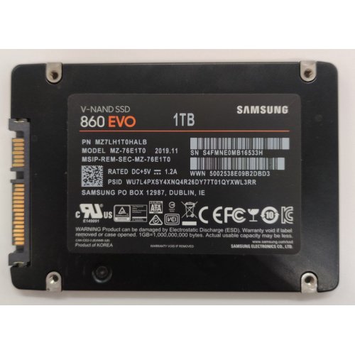 Ssd-диск Samsung 860 EVO V-NAND MLC 1TB 2.5" (MZ-76E1T0B/EU) (Відновлено продавцем, 856235) купити в Україні: Київ, Львів, Хмельницький, Тернопіль, Івано-Франківськ | Перевірка сумісності, низька ціна, відгуки, характеристики від TELEMART фото