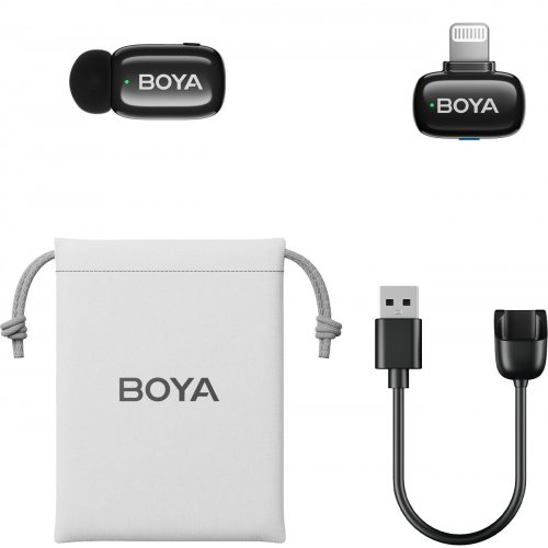 Бездротовий петличний мікрофон BOYA mini-16 Lightning Black купити в Україні: Київ, Львів, Хмельницький, Тернопіль, Івано-Франківськ | Низька ціна, відгуки, характеристики від TELEMART фото