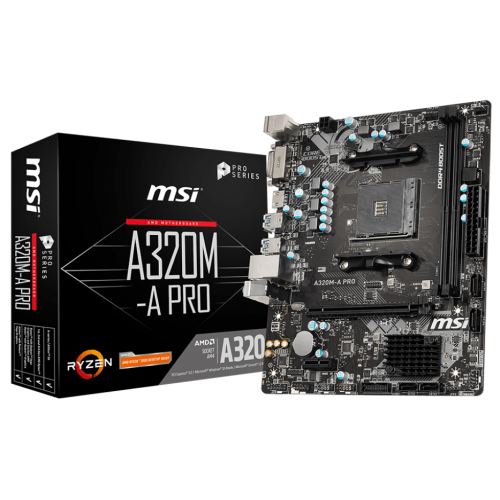 Материнська плата MSI A320M-A PRO (sAM4, AMD A320) (Відновлено продавцем, 856411) купити в Україні: Київ, Львів, Хмельницький, Тернопіль, Івано-Франківськ | Перевірка сумісності, низька ціна, відгуки, характеристики від TELEMART фото