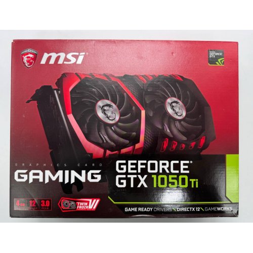 Відеокарта MSI GeForce GTX 1050 Ti Gaming X 4096MB (GTX 1050 TI GAMING X 4G) (Відновлено продавцем, 856426) купити в Україні: Київ, Львів, Хмельницький, Тернопіль, Івано-Франківськ | Перевірка сумісності, низька ціна, відгуки, характеристики від TELEMART фото