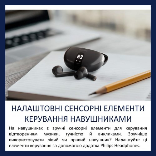 Навушники Philips TAT2520 Wireless (TAT2520BK/00) Black купити в Україні: Київ, Львів, Хмельницький, Тернопіль, Івано-Франківськ | Низька ціна, відгуки, характеристики від TELEMART фото