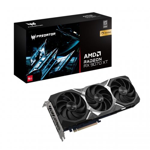 Видеокарта Acer Radeon RX 9070 XT Predator BiFrost OC 16384MB (DP.Z4FWW.P01) купить в Украине: Киев, Днепр, Харьков, Одесса  | Проверка совместимости, низкая цена, отзывы, характеристики от TELEMART фото