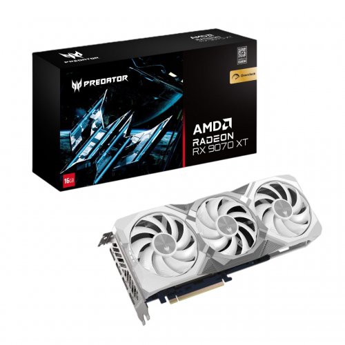 Видеокарта Acer Radeon RX 9070 XT Predator BiFrost OC White 16384MB (DP.Z4FWW.P02) купить в Украине: Киев, Днепр, Харьков, Одесса  | Проверка совместимости, низкая цена, отзывы, характеристики от TELEMART фото
