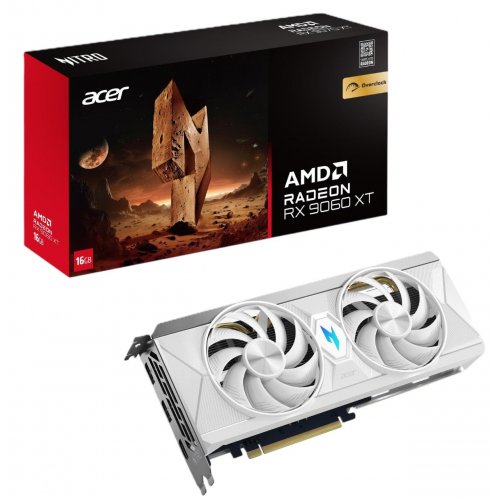 Відеокарта Acer Radeon RX 9060 XT Nitro OC White 16384MB (DP.Z4KWW.P02) купити в Україні: Київ, Львів, Хмельницький, Тернопіль, Івано-Франківськ | Перевірка сумісності, низька ціна, відгуки, характеристики від TELEMART фото
