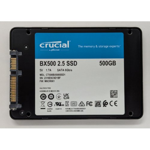 Ssd-диск Crucial BX500 3D NAND 500GB 2.5" (CT500BX500SSD1) (Восстановлено продавцом, 856501) купить в Украине: Киев, Днепр, Харьков, Одесса  | Проверка совместимости, низкая цена, отзывы, характеристики от TELEMART фото