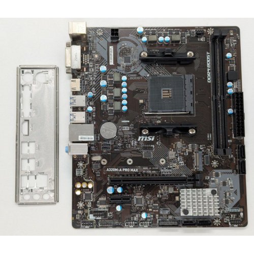 Материнська плата MSI A320M-A PRO MAX (sAM4, AMD A320) (Відновлено продавцем, 857006) купити в Україні: Київ, Львів, Хмельницький, Тернопіль, Івано-Франківськ | Перевірка сумісності, низька ціна, відгуки, характеристики від TELEMART фото