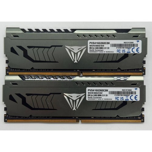 Озп Patriot DDR4 16GB (2x8GB) 3600Mhz Viper Steel (PVS416G360C8K) (Відновлено продавцем, 857100) купити в Україні: Київ, Львів, Хмельницький, Тернопіль, Івано-Франківськ | Перевірка сумісності, низька ціна, відгуки, характеристики від TELEMART фото