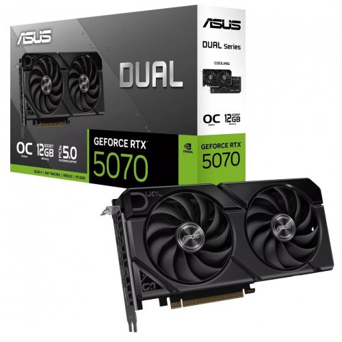 Відеокарта Asus Dual GeForce RTX 5070 EVO OC 12288MB (DUAL-RTX5070-O12G-EVO) купити в Україні: Київ, Львів, Хмельницький, Тернопіль, Івано-Франківськ | Перевірка сумісності, низька ціна, відгуки, характеристики від TELEMART фото