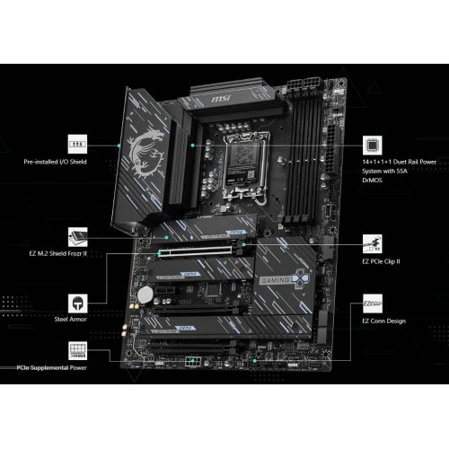 Материнская плата MSI Z890 GAMING PLUS WIFI6E (s1851, Intel Z890) купить в Украине: Киев, Днепр, Харьков, Одесса  | Проверка совместимости, низкая цена, отзывы, характеристики от TELEMART фото