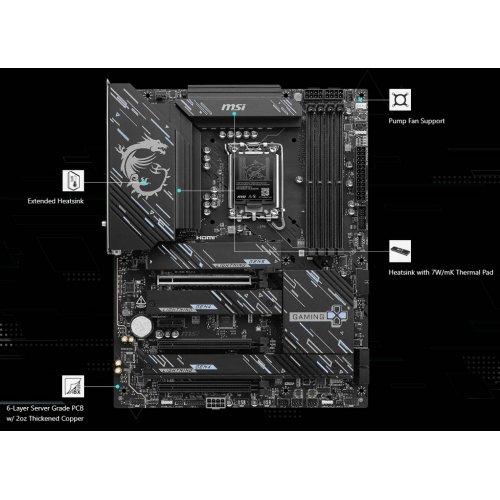 Материнская плата MSI Z890 GAMING PLUS WIFI6E (s1851, Intel Z890) купить в Украине: Киев, Днепр, Харьков, Одесса  | Проверка совместимости, низкая цена, отзывы, характеристики от TELEMART фото
