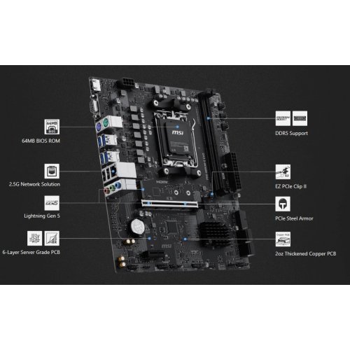 Материнская плата MSI PRO B850M-E EVO (sAM5, AMD B850) купить в Украине: Киев, Днепр, Харьков, Одесса  | Проверка совместимости, низкая цена, отзывы, характеристики от TELEMART фото