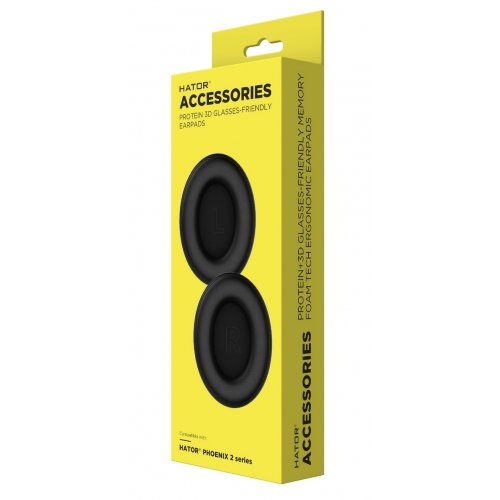 Амбушюри HATOR Phoenix 2 Series Protein 3D Glasses-Friendly Earpads 2pcs (ACC402) Black купити в Україні: Київ, Львів, Хмельницький, Тернопіль, Івано-Франківськ | Низька ціна, відгуки, характеристики від TELEMART фото