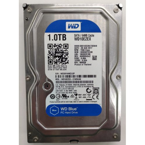 Жорсткий диск Western Digital Blue 1TB 64MB 3.5" (WD10EZEX) (Відновлено продавцем, 857499) купити в Україні: Київ, Львів, Хмельницький, Тернопіль, Івано-Франківськ | Перевірка сумісності, низька ціна, відгуки, характеристики від TELEMART фото