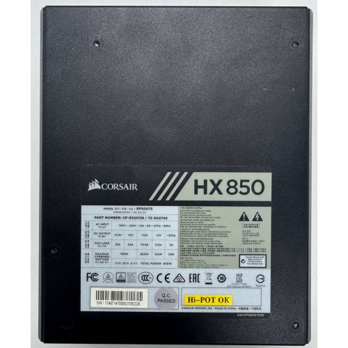 Блок питания Corsair HX850 850W (CP-9020138-EU) (Восстановлено продавцом, 857650) купить в Украине: Киев, Днепр, Харьков, Одесса  | Проверка совместимости, низкая цена, отзывы, характеристики от TELEMART фото