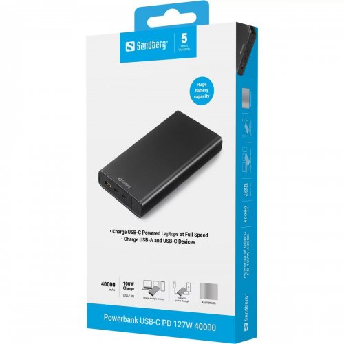 Уценка powerbank Sandberg 40000 mAh 127W (420-63) (Вскрытая упаковка, 857684) купить в Украине: Киев, Днепр, Харьков, Одесса  | Низкая цена, отзывы, характеристики от TELEMART фото