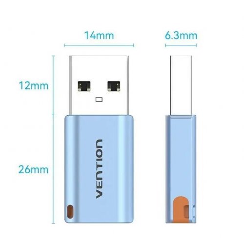 Кабель Vention USB 3.0 to USB Type-C (CUAH0) Blue купить в Украине: Киев, Днепр, Харьков, Одесса  | Низкая цена, отзывы, характеристики от TELEMART фото