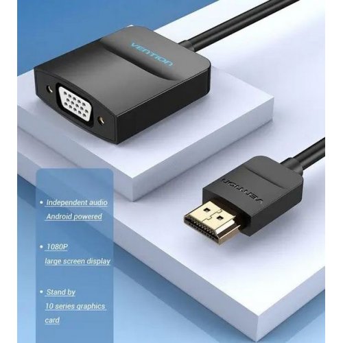 Адаптер Vention HDMI to VGA 0.2m (42154) Black купити в Україні: Київ, Львів, Хмельницький, Тернопіль, Івано-Франківськ | Низька ціна, відгуки, характеристики від TELEMART фото
