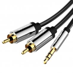 Кабель Vention AUX 3.5mm to 2 x RCA 1.5m (BCFBG) Black