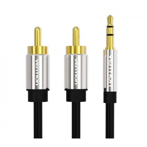 Кабель Vention AUX 3.5mm to 2 x RCA 2m (BCFBH) Black купити в Україні: Київ, Львів, Хмельницький, Тернопіль, Івано-Франківськ | Низька ціна, відгуки, характеристики від TELEMART фото