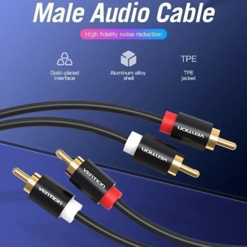 Кабель Vention 2 x RCA to 2 x RCA 1m (VAB-R06-B100) Black купити в Україні: Київ, Львів, Хмельницький, Тернопіль, Івано-Франківськ | Низька ціна, відгуки, характеристики від TELEMART фото
