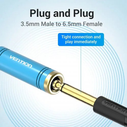 Адаптер Vention 3.5mm Male to 6.5mm Female (VAB-S01-L) Blue купити в Україні: Київ, Львів, Хмельницький, Тернопіль, Івано-Франківськ | Низька ціна, відгуки, характеристики від TELEMART фото
