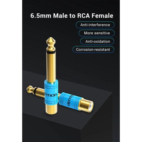 Адаптер Vention 6.35mm Male to RCA Female (VDD-C03) Blue купити в Україні: Київ, Львів, Хмельницький, Тернопіль, Івано-Франківськ | Низька ціна, відгуки, характеристики від TELEMART фото