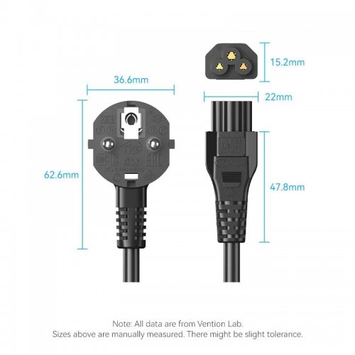Кабель Vention CEE7/7-C5 1.8m (ZCKBAC) Black купить в Украине: Киев, Днепр, Харьков, Одесса  | Низкая цена, отзывы, характеристики от TELEMART фото