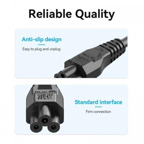 Кабель Vention CEE7/7-C5 1.8m (ZCKBAC) Black купить в Украине: Киев, Днепр, Харьков, Одесса  | Низкая цена, отзывы, характеристики от TELEMART фото