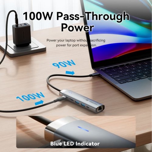 USB-хаб Vention USB Type-C 6 in 1 (TGNHB) Grey купити в Україні: Київ, Львів, Хмельницький, Тернопіль, Івано-Франківськ | Низька ціна, відгуки, характеристики від TELEMART фото