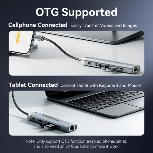 USB-хаб Vention USB Type-C 6 in 1 (TGNHB) Grey купити в Україні: Київ, Львів, Хмельницький, Тернопіль, Івано-Франківськ | Низька ціна, відгуки, характеристики від TELEMART фото