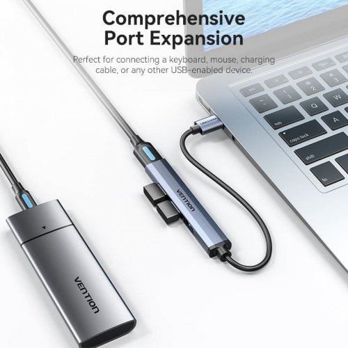 USB-хаб Vention USB 4 in 1 (CKOHB) Grey купити в Україні: Київ, Львів, Хмельницький, Тернопіль, Івано-Франківськ | Низька ціна, відгуки, характеристики від TELEMART фото