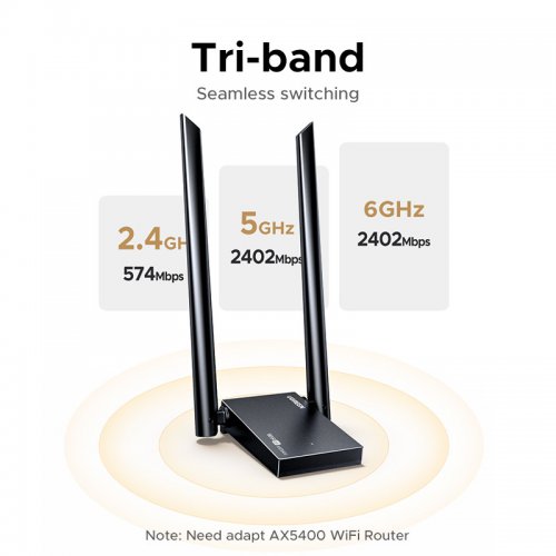 Wi-Fi адаптер Ugreen CM787 AXE5400 USB Adapter (75917) Black купить в Украине: Киев, Днепр, Харьков, Одесса  | Низкая цена, отзывы, характеристики от TELEMART фото