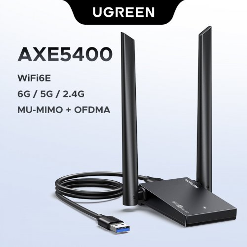 Wi-Fi адаптер Ugreen CM787 AXE5400 USB Adapter (75917) Black купить в Украине: Киев, Днепр, Харьков, Одесса  | Низкая цена, отзывы, характеристики от TELEMART фото