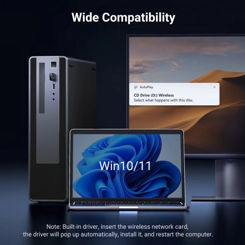 Wi-Fi адаптер Ugreen CM762 AX900 USB Adapter (35264) Black купить в Украине: Киев, Днепр, Харьков, Одесса  | Низкая цена, отзывы, характеристики от TELEMART фото