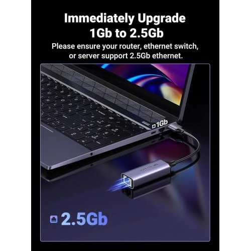 Мережева карта Ugreen CM648 USB 3.0 to RJ-45 Ethernet (25051) Grey купити в Україні: Київ, Львів, Хмельницький, Тернопіль, Івано-Франківськ | Низька ціна, відгуки, характеристики від TELEMART фото