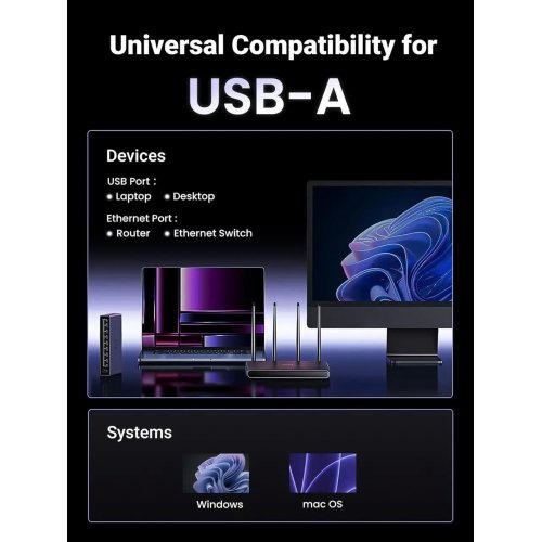 Мережева карта Ugreen CM648 USB 3.0 to RJ-45 Ethernet (25051) Grey купити в Україні: Київ, Львів, Хмельницький, Тернопіль, Івано-Франківськ | Низька ціна, відгуки, характеристики від TELEMART фото