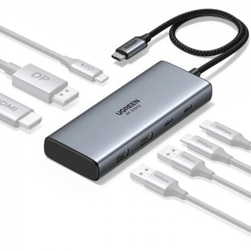 USB-хаб Ugreen CM498 USB Type-C 7 in 1 (75902) Grey купить в Украине: Киев, Днепр, Харьков, Одесса  | Низкая цена, отзывы, характеристики от TELEMART фото