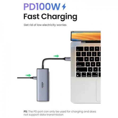 USB-хаб Ugreen CM498 USB Type-C 7 in 1 (75902) Grey купить в Украине: Киев, Днепр, Харьков, Одесса  | Низкая цена, отзывы, характеристики от TELEMART фото
