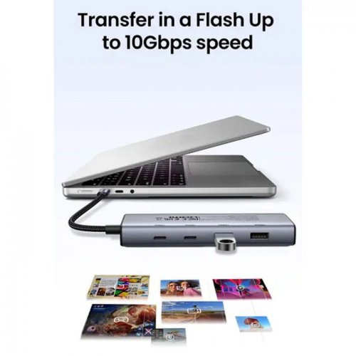 USB-хаб Ugreen CM498 USB Type-C 7 in 1 (75902) Grey купить в Украине: Киев, Днепр, Харьков, Одесса  | Низкая цена, отзывы, характеристики от TELEMART фото