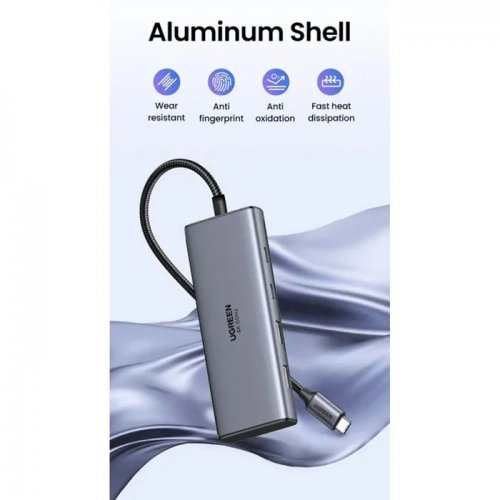 USB-хаб Ugreen CM498 USB Type-C 7 in 1 (75902) Grey купить в Украине: Киев, Днепр, Харьков, Одесса  | Низкая цена, отзывы, характеристики от TELEMART фото