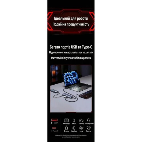 USB-хаб Ugreen CM511 USB Type-C 5 in 1 (75642) Grey купить в Украине: Киев, Днепр, Харьков, Одесса  | Низкая цена, отзывы, характеристики от TELEMART фото