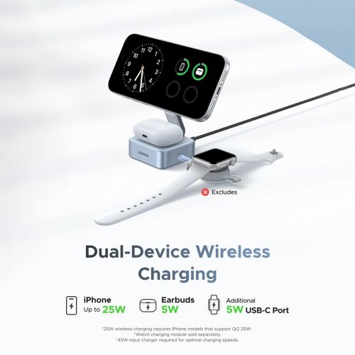 Беспроводное зарядное устройство Ugreen W752 Wireless 25W (55960B) Blue купить в Украине: Киев, Днепр, Харьков, Одесса  | Низкая цена, отзывы, характеристики от TELEMART фото