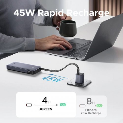 Powerbank Ugreen PB536 20000mAh 45W (55988B) Grey купить в Украине: Киев, Днепр, Харьков, Одесса  | Низкая цена, отзывы, характеристики от TELEMART фото