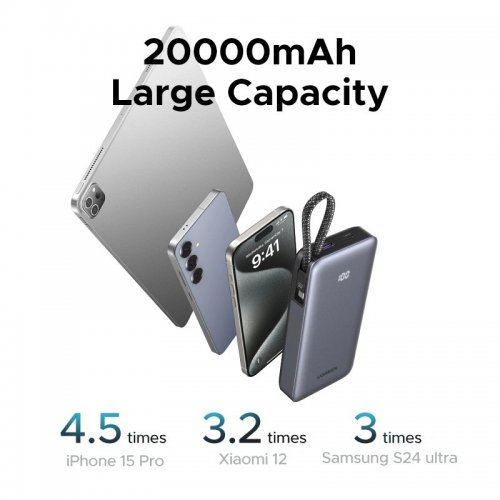 Powerbank Ugreen PB536 20000mAh 45W (55988B) Grey купить в Украине: Киев, Днепр, Харьков, Одесса  | Низкая цена, отзывы, характеристики от TELEMART фото