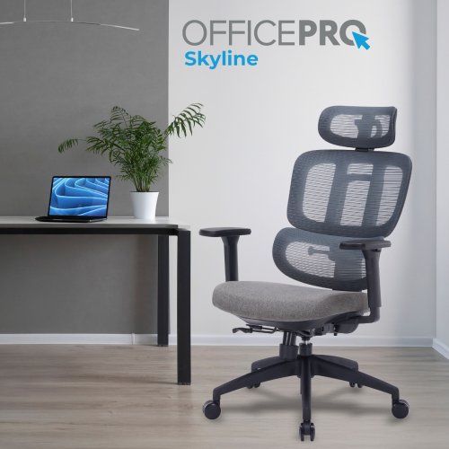 Крісло офісне OfficePro Skyline OC580 (OC580-B-DG-DG) Black/Dark Gray купити в Україні: Київ, Львів, Хмельницький, Тернопіль, Івано-Франківськ | Низька ціна, відгуки, характеристики від TELEMART фото