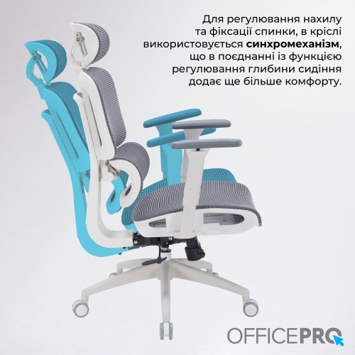 Крісло офісне OfficePro Skyline OC680 (OC680-W-DG-DG) White/Dark Gray купити в Україні: Київ, Львів, Хмельницький, Тернопіль, Івано-Франківськ | Низька ціна, відгуки, характеристики від TELEMART фото